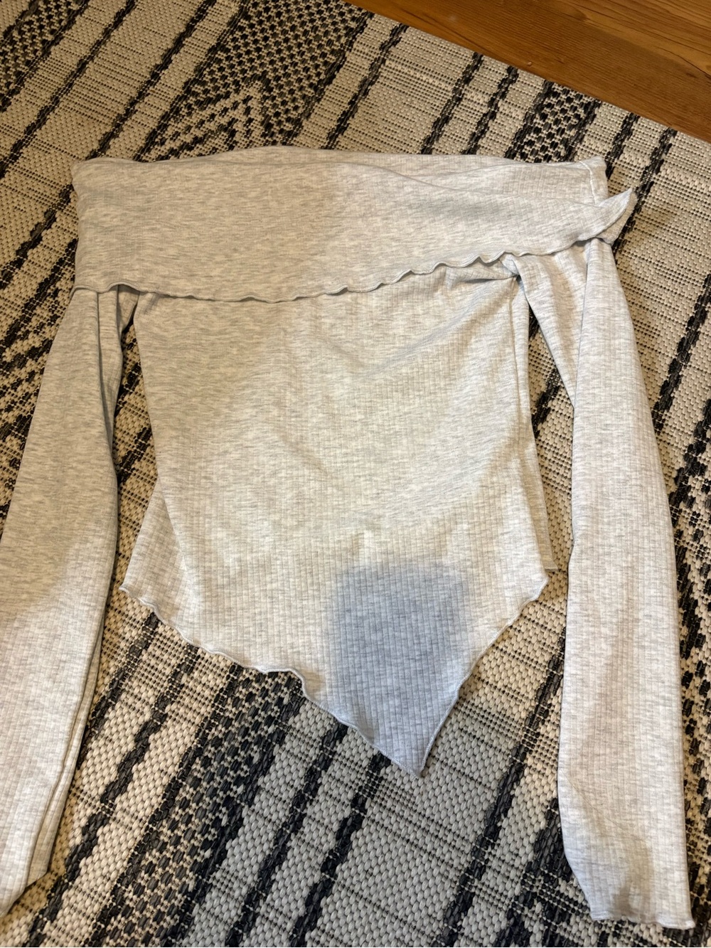 Forever 21 Light Heather Gray Off-Shoulder Ribbed Top